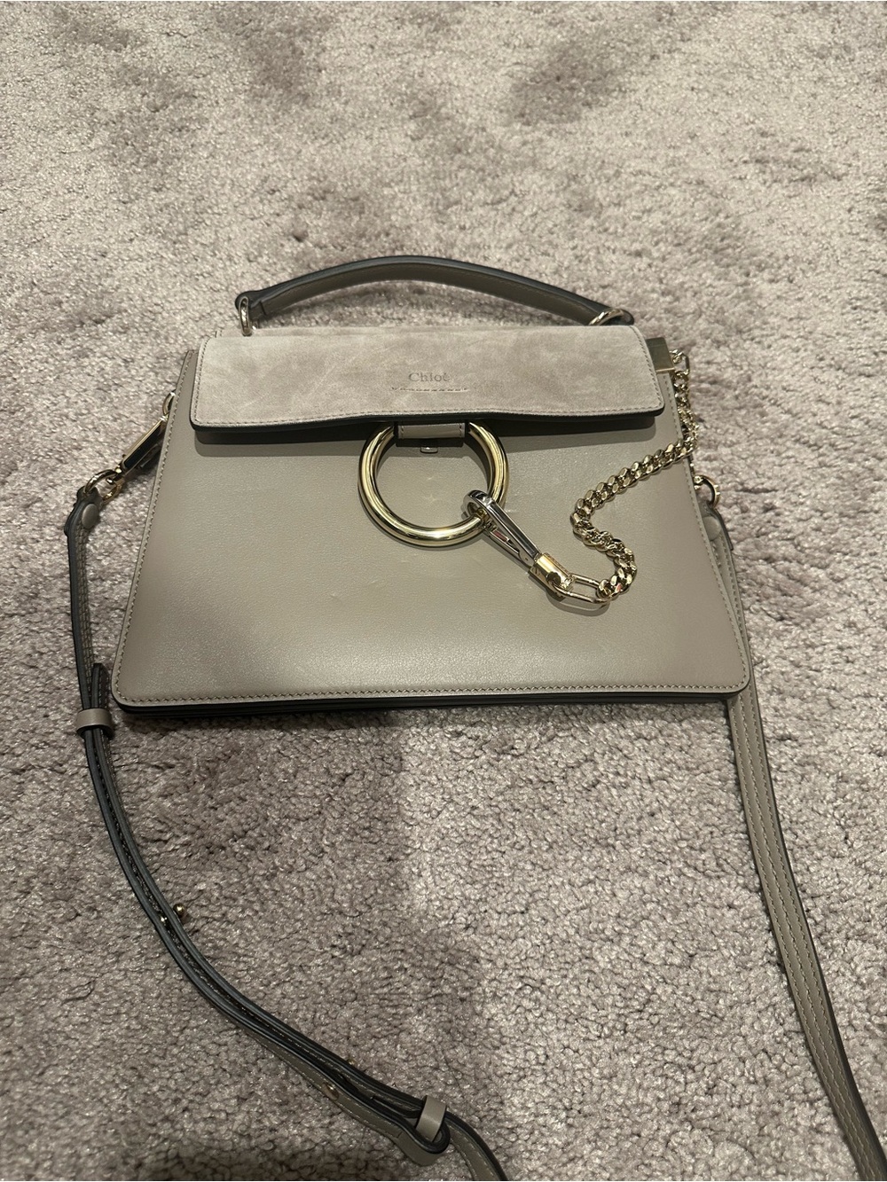 Chloé Faye Gray Leather Mini Crossbody Bag - Picture 3 of 5